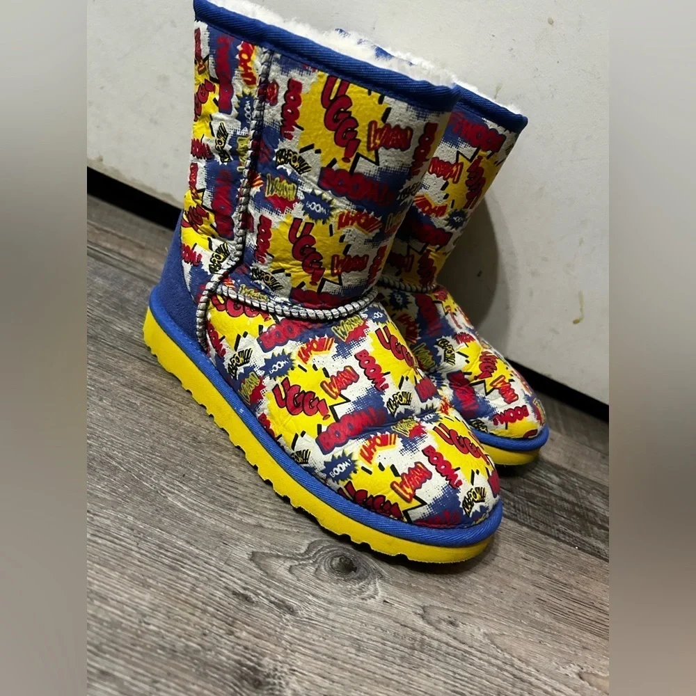 UGG Blue and Yellow Comic book superhero’s Boom 💥 Print Boots